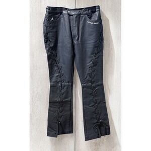 CACTUS JACK NIKE JORDAN Travis Scott Black Steel Leather Motorcycle Pants Sz 6